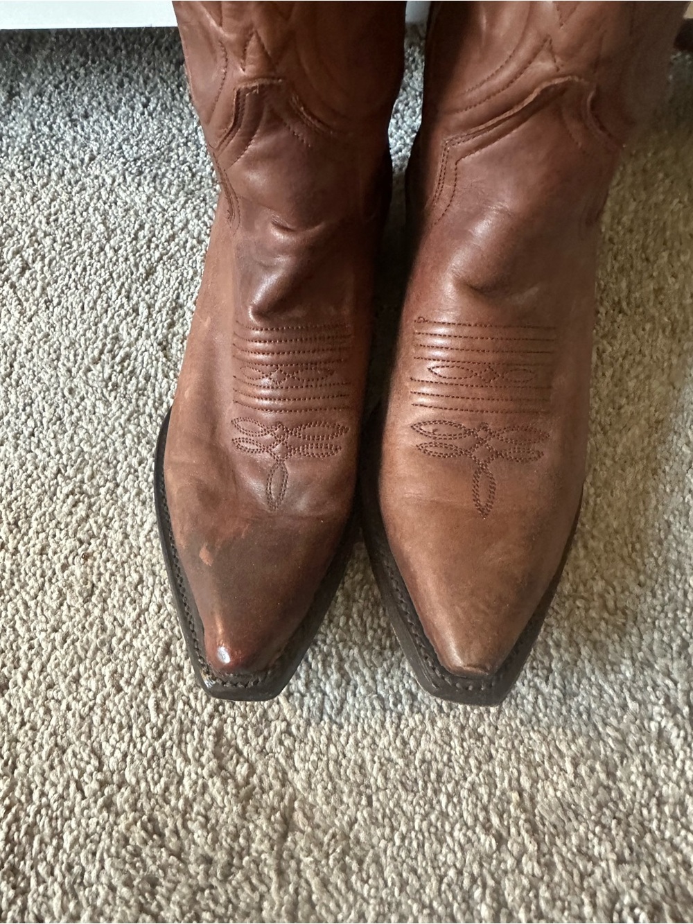 Stetson Tall Brown Leather Western Zip-Up Boots - Picture 3 of 4
